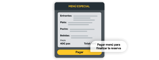 cobra menus por anticipado. Eventos y entradas online