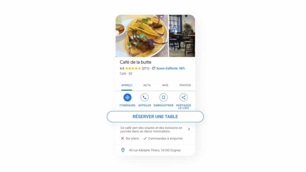 Fiche Google My Business restaurant